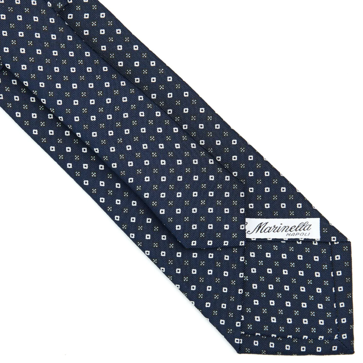 CRAVATTA SARTORIALE CLASSICA IN SETA BLU SCURO Microfantasia fiore