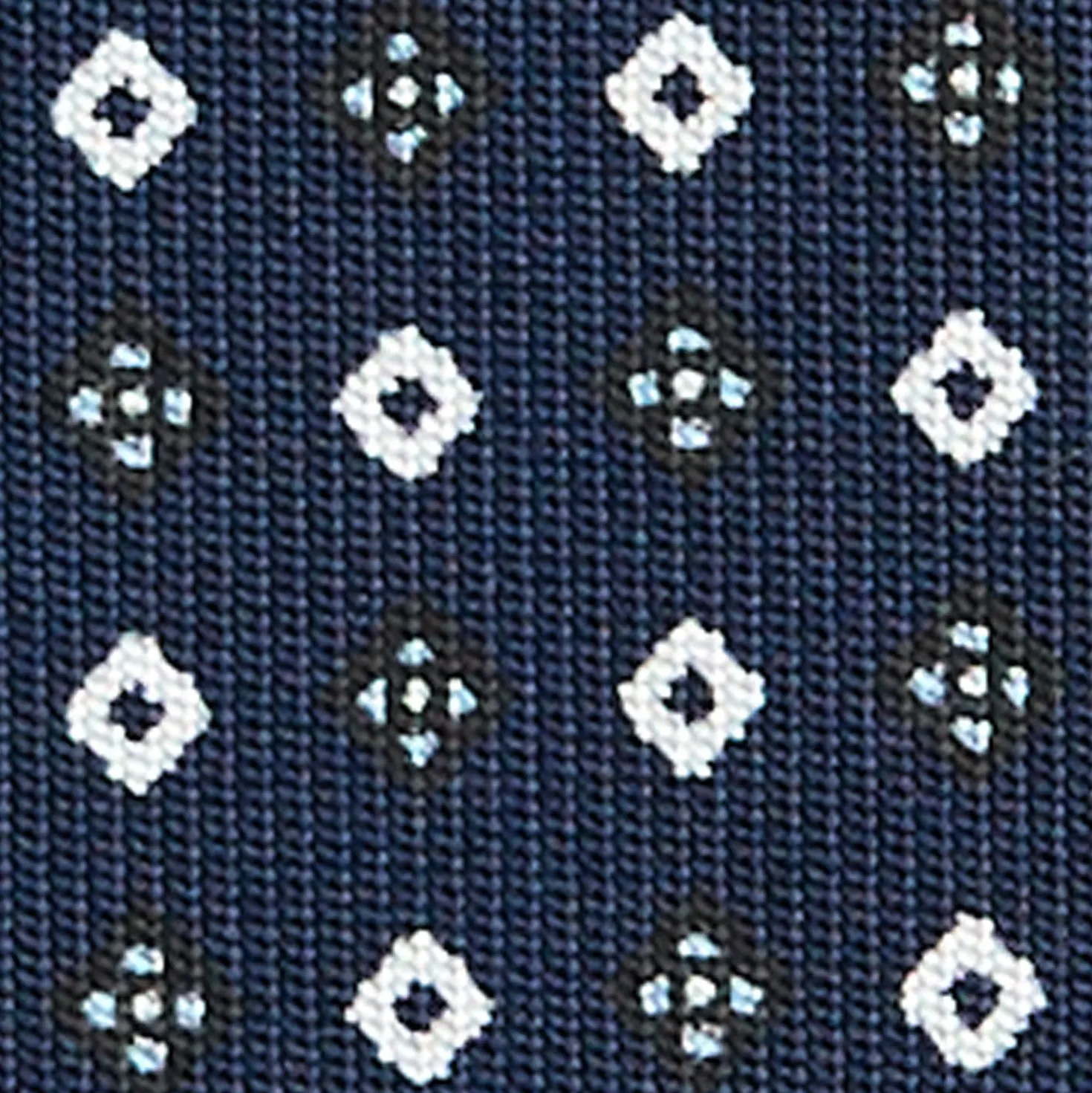 CRAVATTA SARTORIALE CLASSICA IN SETA BLU SCURO Microfantasia fiore