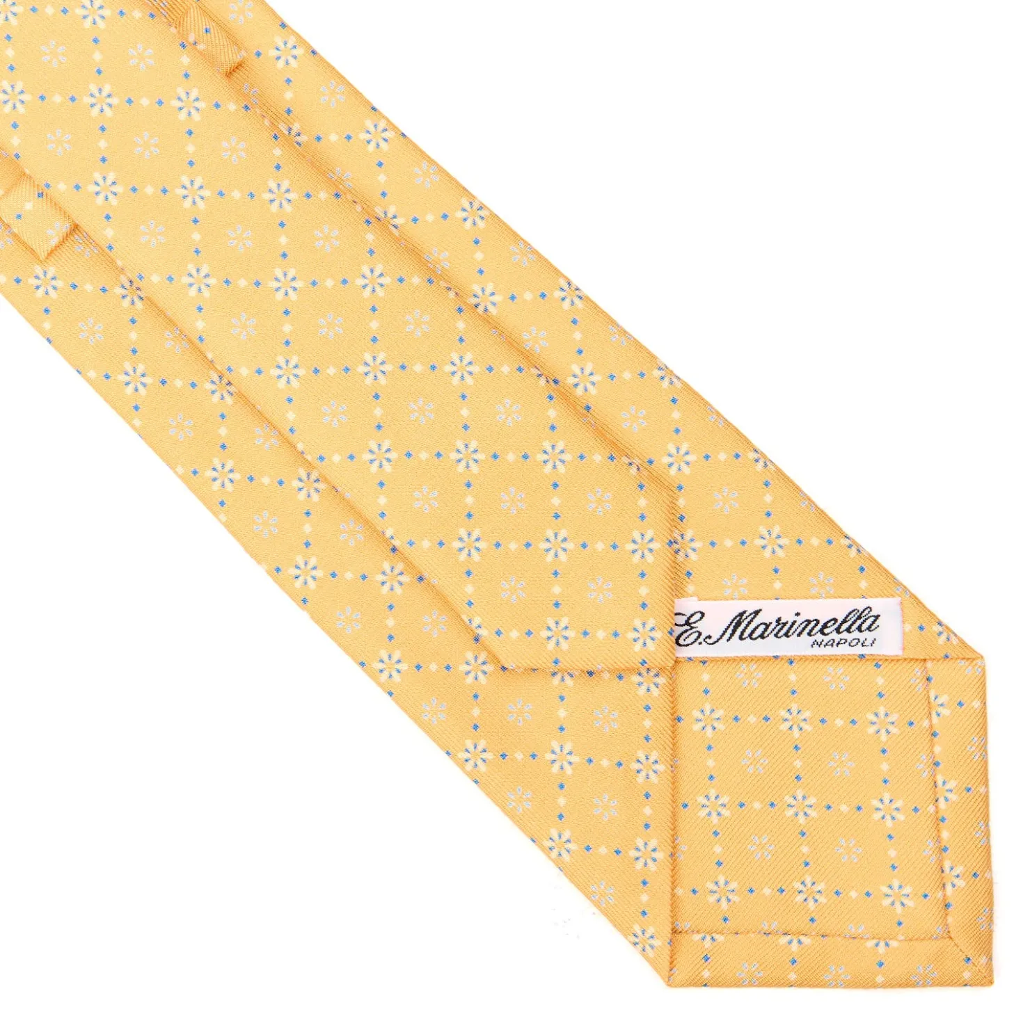CRAVATTA SARTORIALE CLASSICA IN SETA GIALLA Microfantasia fiore