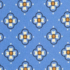 CRAVATTA SARTORIALE CLASSICA IN SETA AZZURRO POLVERE Microfantasia fiore