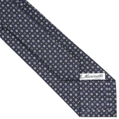 CRAVATTA SARTORIALE CLASSICA IN SETA BLU SCURO Microfantasia fiore
