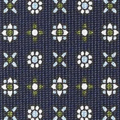 CRAVATTA SARTORIALE CLASSICA IN SETA BLU SCURO Microfantasia fiore