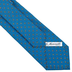 CRAVATTA SARTORIALE CLASSICA IN SETA BLU MEDIO Microfantasia fiore