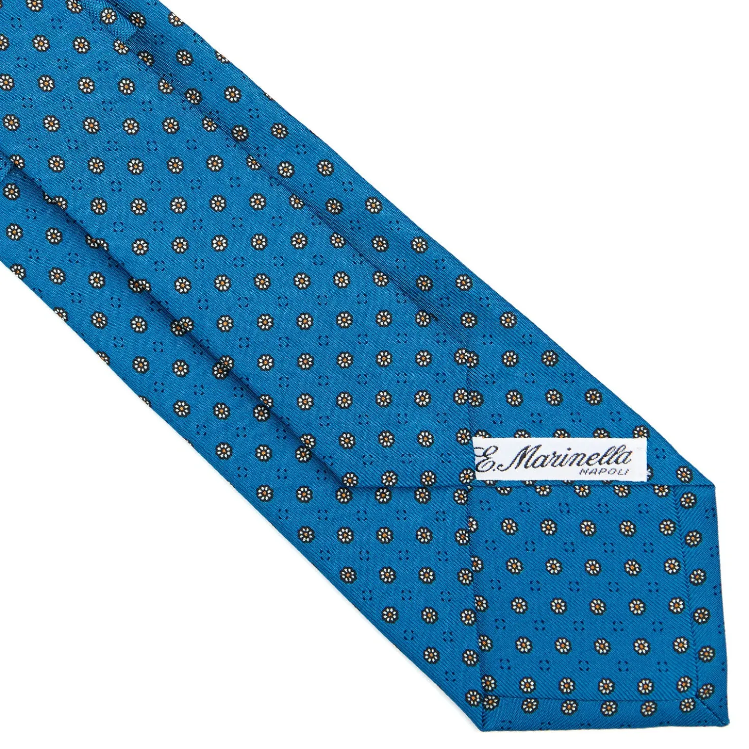 CRAVATTA SARTORIALE CLASSICA IN SETA BLU MEDIO Microfantasia fiore