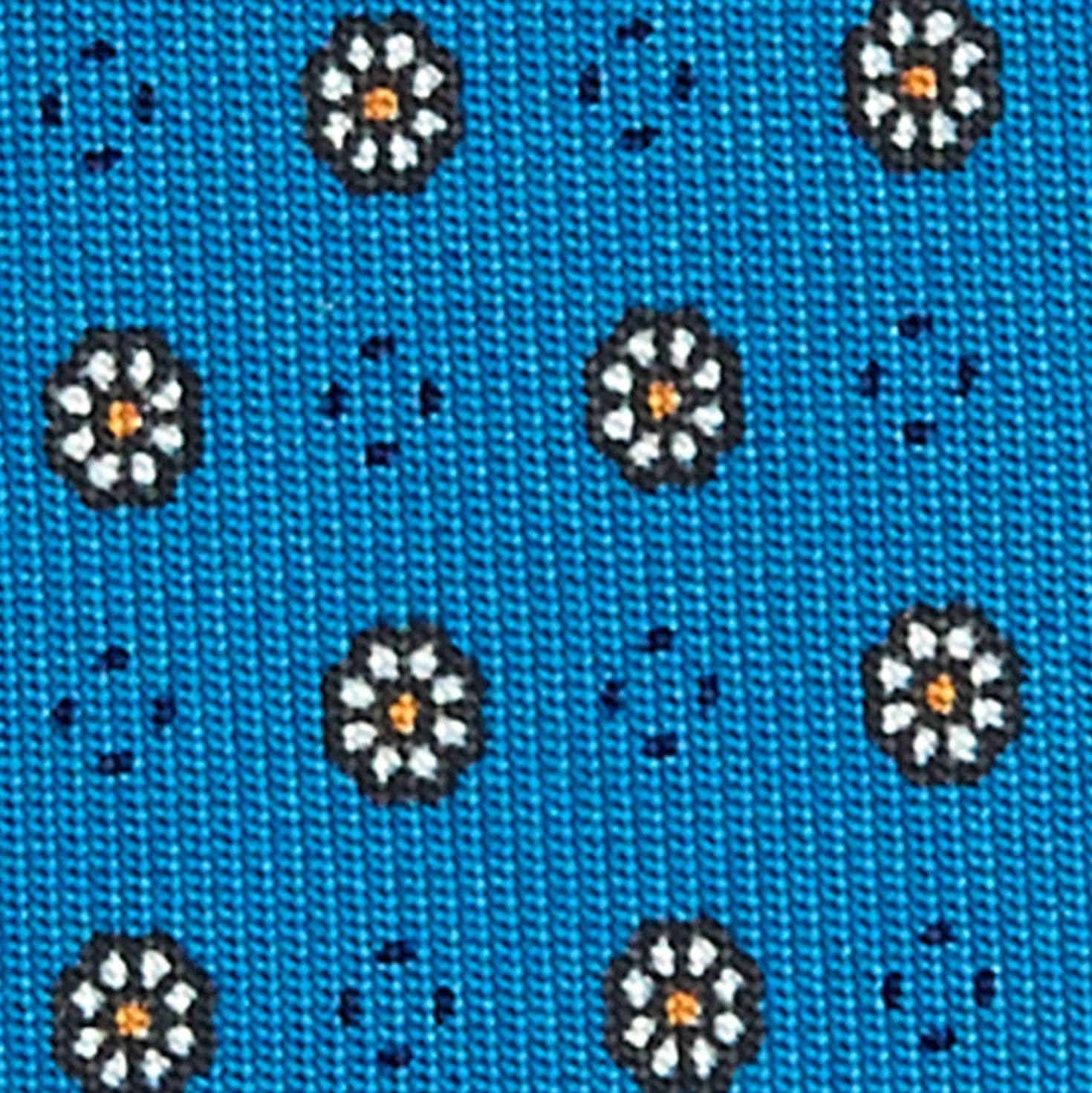 CRAVATTA SARTORIALE CLASSICA IN SETA BLU MEDIO Microfantasia fiore