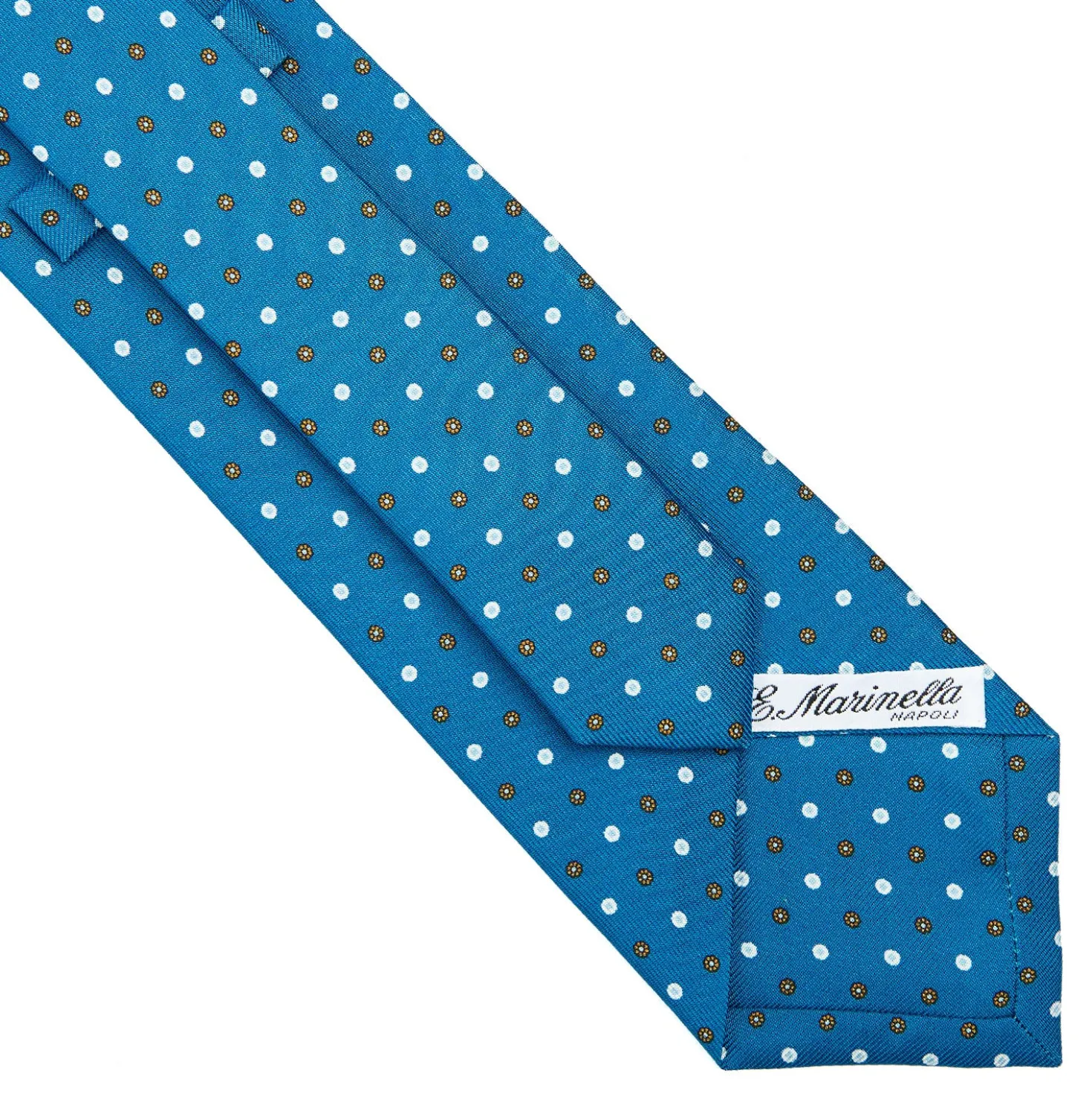 CRAVATTA SARTORIALE CLASSICA IN SETA BLU MEDIO Microfantasia fiore