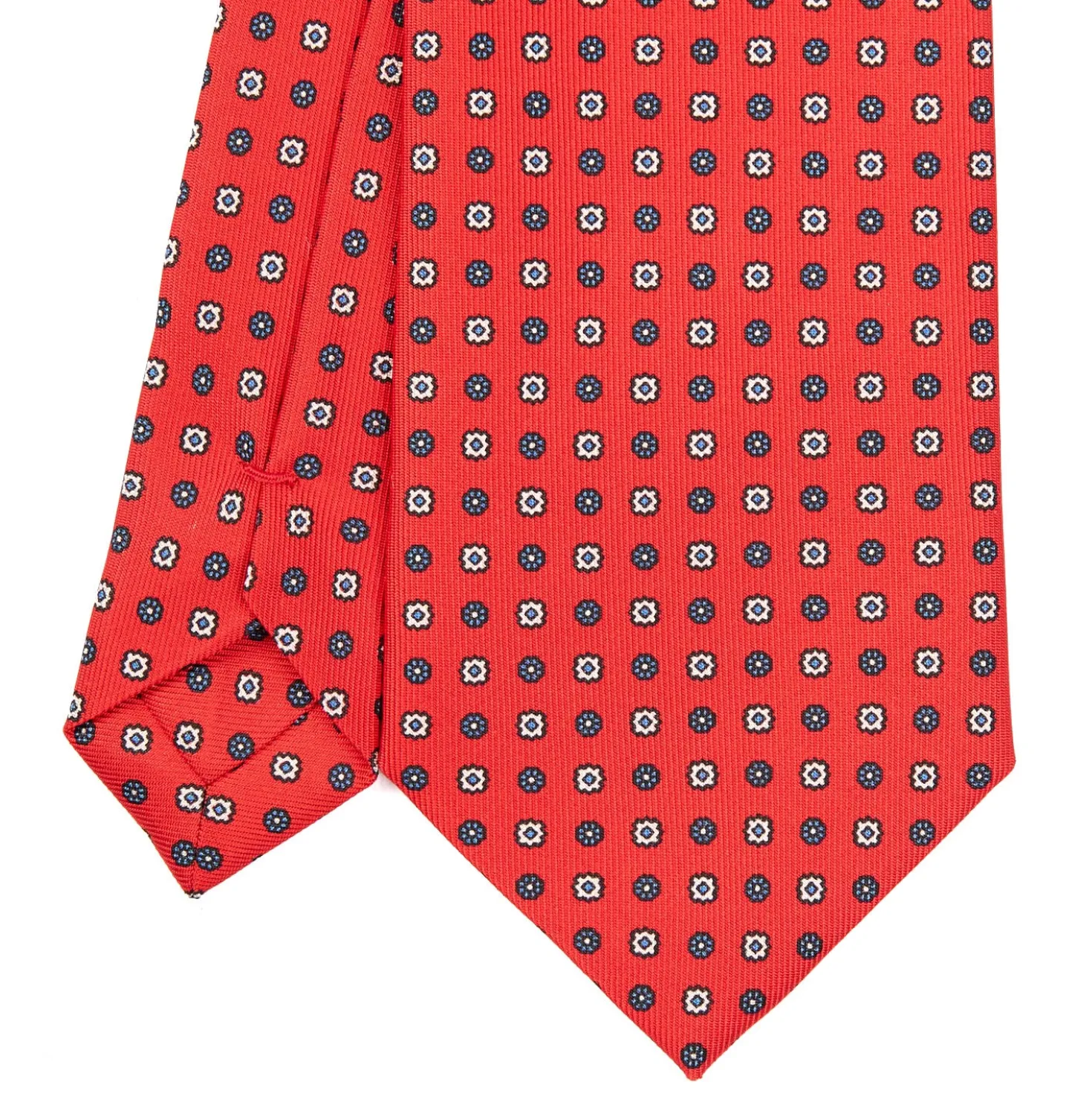 CRAVATTA SARTORIALE CLASSICA IN SETA ROSSA Microfantasia fiore