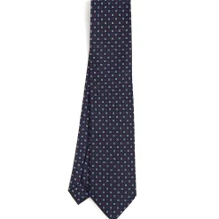 CRAVATTA SARTORIALE CLASSICA IN SETA BLU SCURO Microfantasia fiore