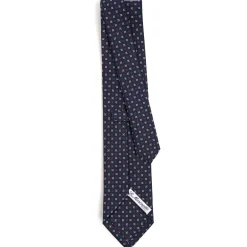 CRAVATTA SARTORIALE CLASSICA IN SETA BLU SCURO Microfantasia fiore