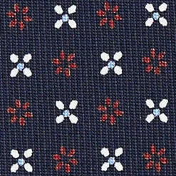 CRAVATTA SARTORIALE CLASSICA IN SETA BLU SCURO Microfantasia fiore