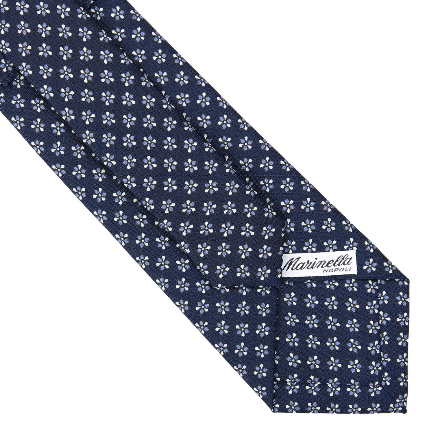 CRAVATTA SARTORIALE CLASSICA IN SETA BLU SCURO Microfantasia fiore