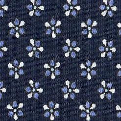 CRAVATTA SARTORIALE CLASSICA IN SETA BLU SCURO Microfantasia fiore