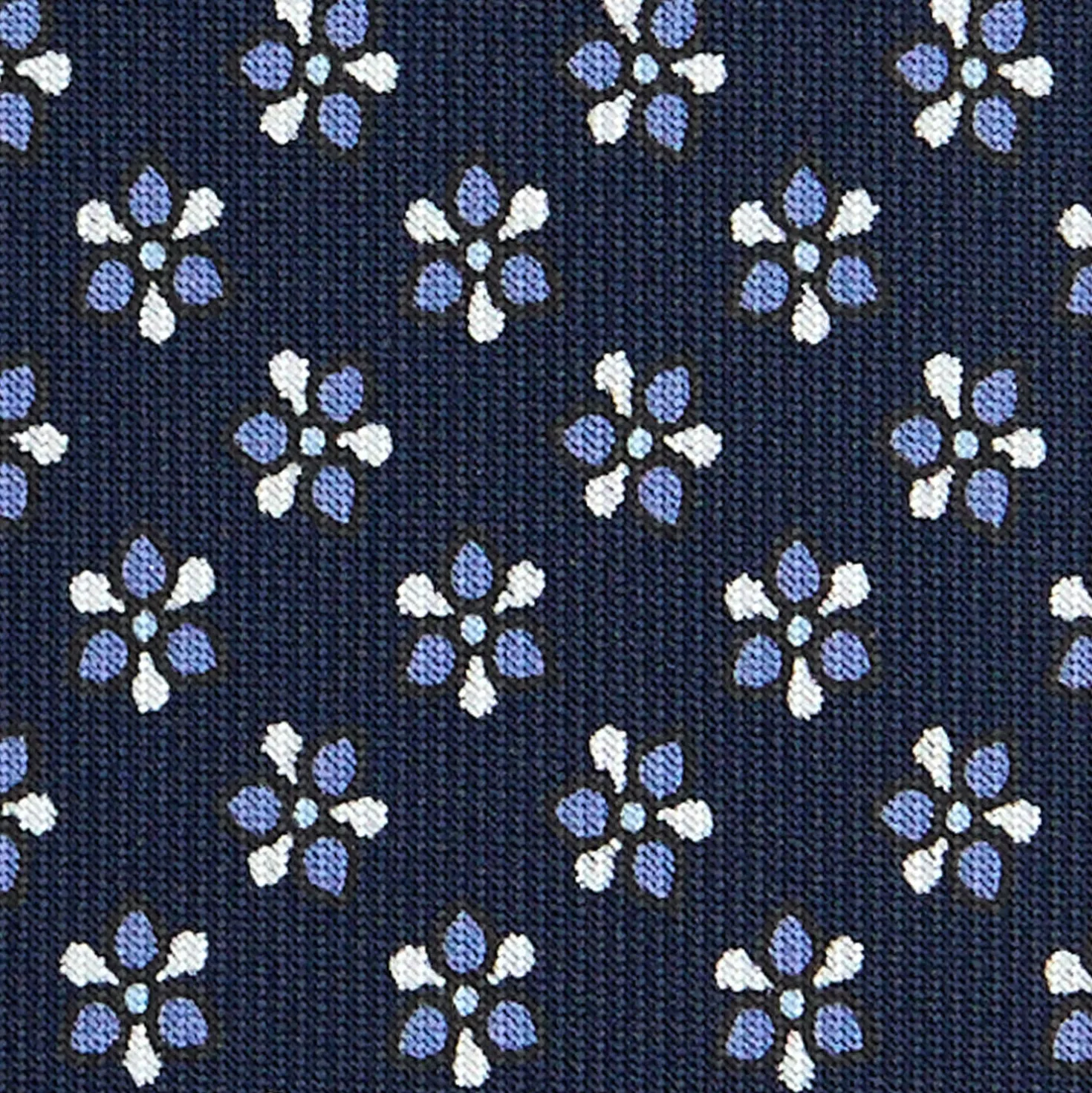 CRAVATTA SARTORIALE CLASSICA IN SETA BLU SCURO Microfantasia fiore