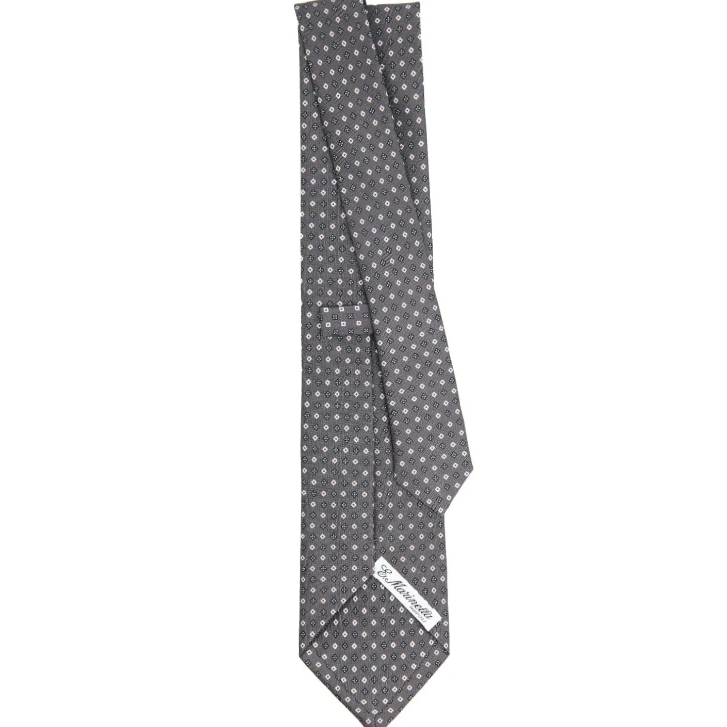 CRAVATTA SARTORIALE CLASSICA IN SETA GRIGIO SCURO Microfantasia fiore