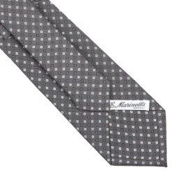 CRAVATTA SARTORIALE CLASSICA IN SETA GRIGIO SCURO Microfantasia fiore