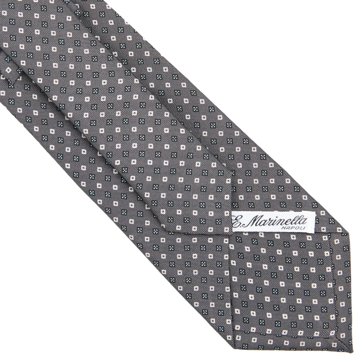 CRAVATTA SARTORIALE CLASSICA IN SETA GRIGIO SCURO Microfantasia fiore