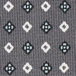 CRAVATTA SARTORIALE CLASSICA IN SETA GRIGIO SCURO Microfantasia fiore