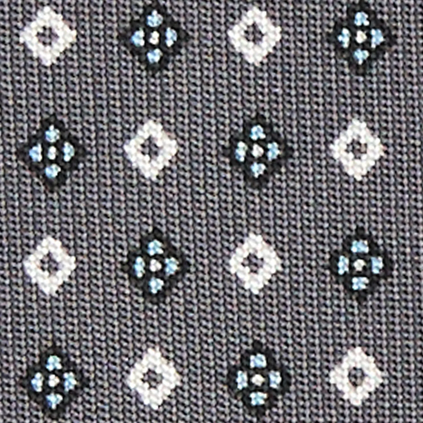 CRAVATTA SARTORIALE CLASSICA IN SETA GRIGIO SCURO Microfantasia fiore
