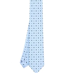 CRAVATTA SARTORIALE CLASSICA IN SETA AZZURRA Microfantasia fiore