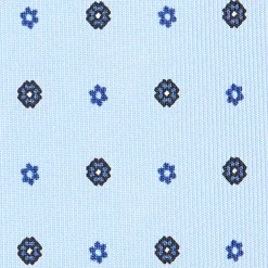 CRAVATTA SARTORIALE CLASSICA IN SETA AZZURRA Microfantasia fiore