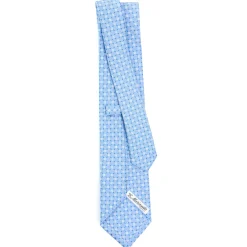 CRAVATTA SARTORIALE CLASSICA IN SETA AZZURRA Microfantasia fiore