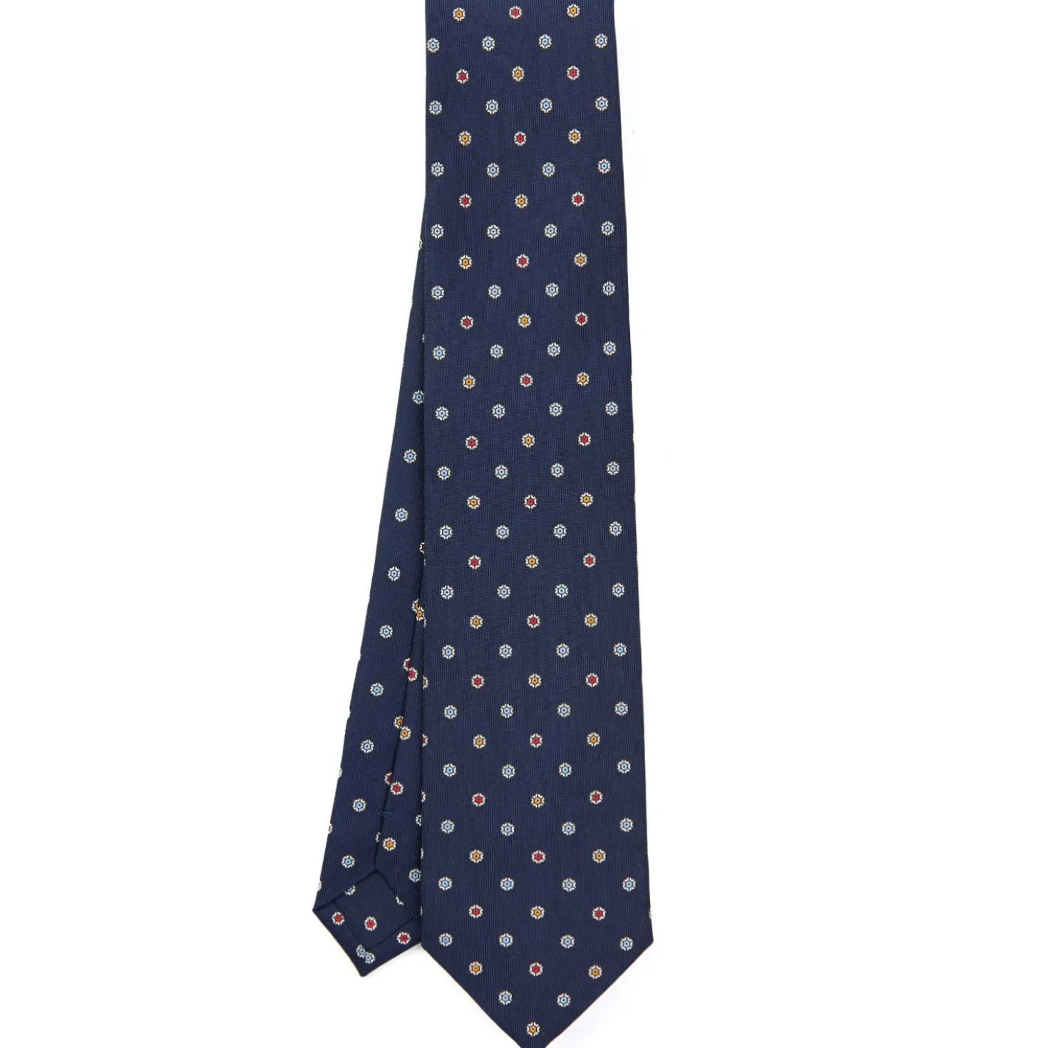 CRAVATTA SARTORIALE CLASSICA IN SETA BLU SCURO Microfantasia fiore
