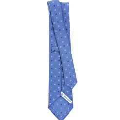 CRAVATTA SARTORIALE CLASSICA IN SETA AZZURRO POLVERE Microfantasia fiore