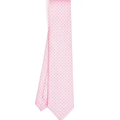 CRAVATTA SARTORIALE CLASSICA IN SETA ROSA Microfantasia fiore