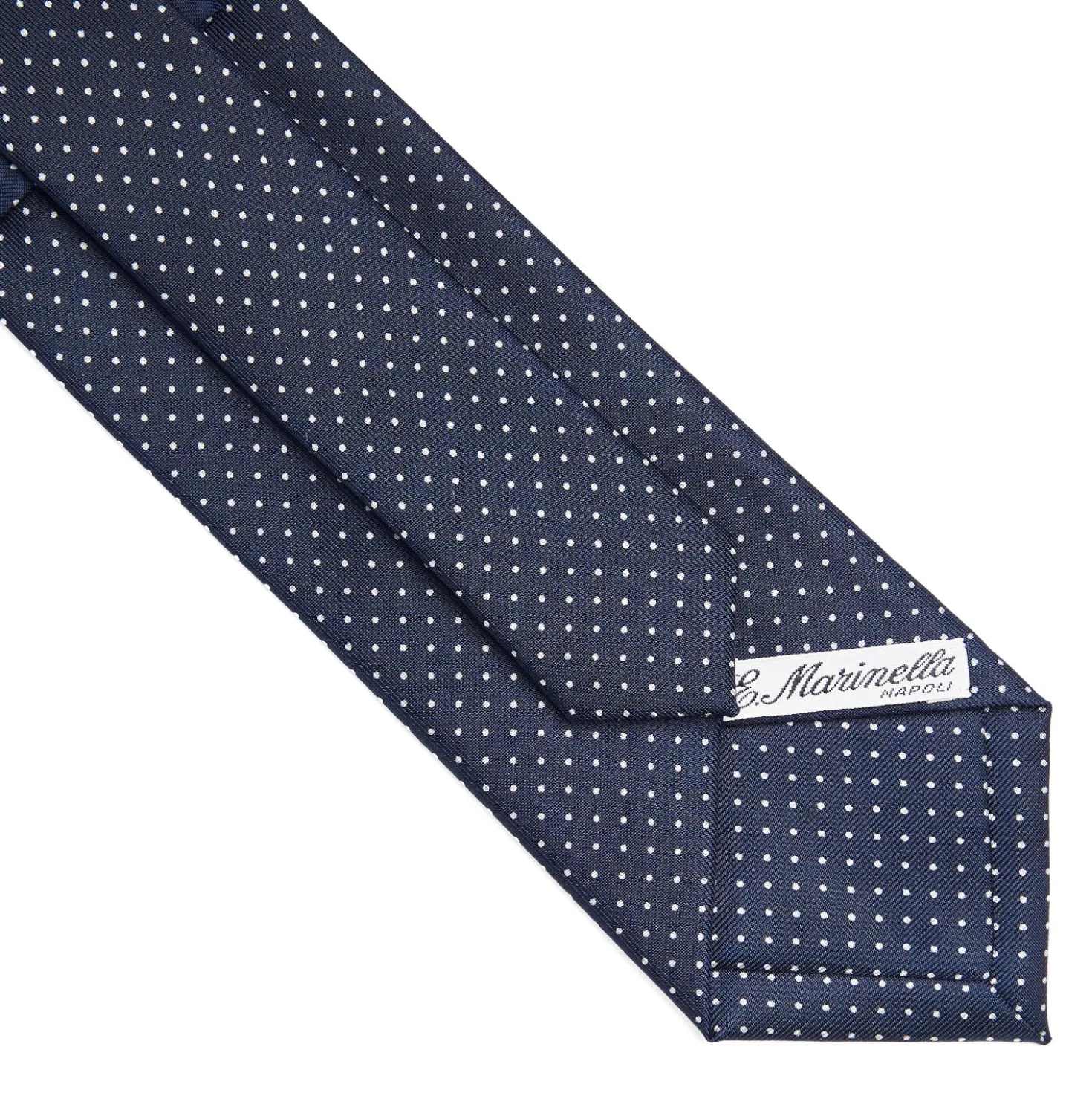 CRAVATTA SARTORIALE CLASSICA IN SETA BLU SCURO Pois