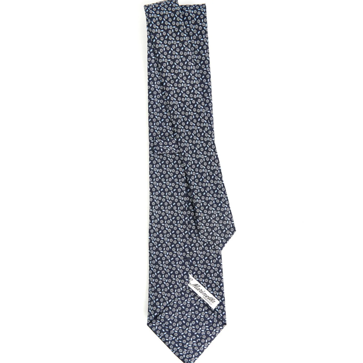 CRAVATTA SARTORIALE CLASSICA IN SETA BLU SCURO Microfantasia fiore