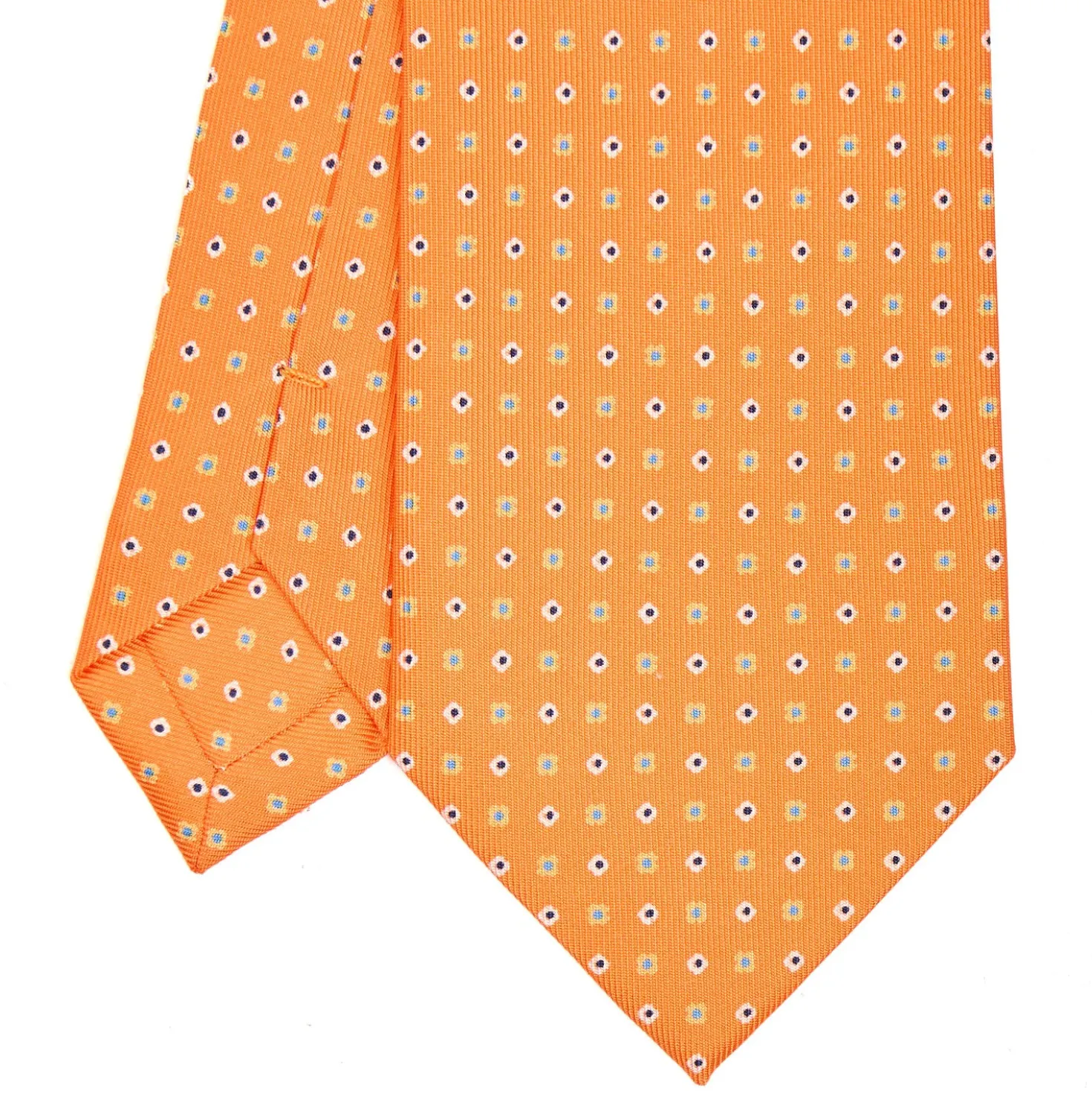 CRAVATTA SARTORIALE CLASSICA IN SETA ARANCIONE Microfantasia fiore