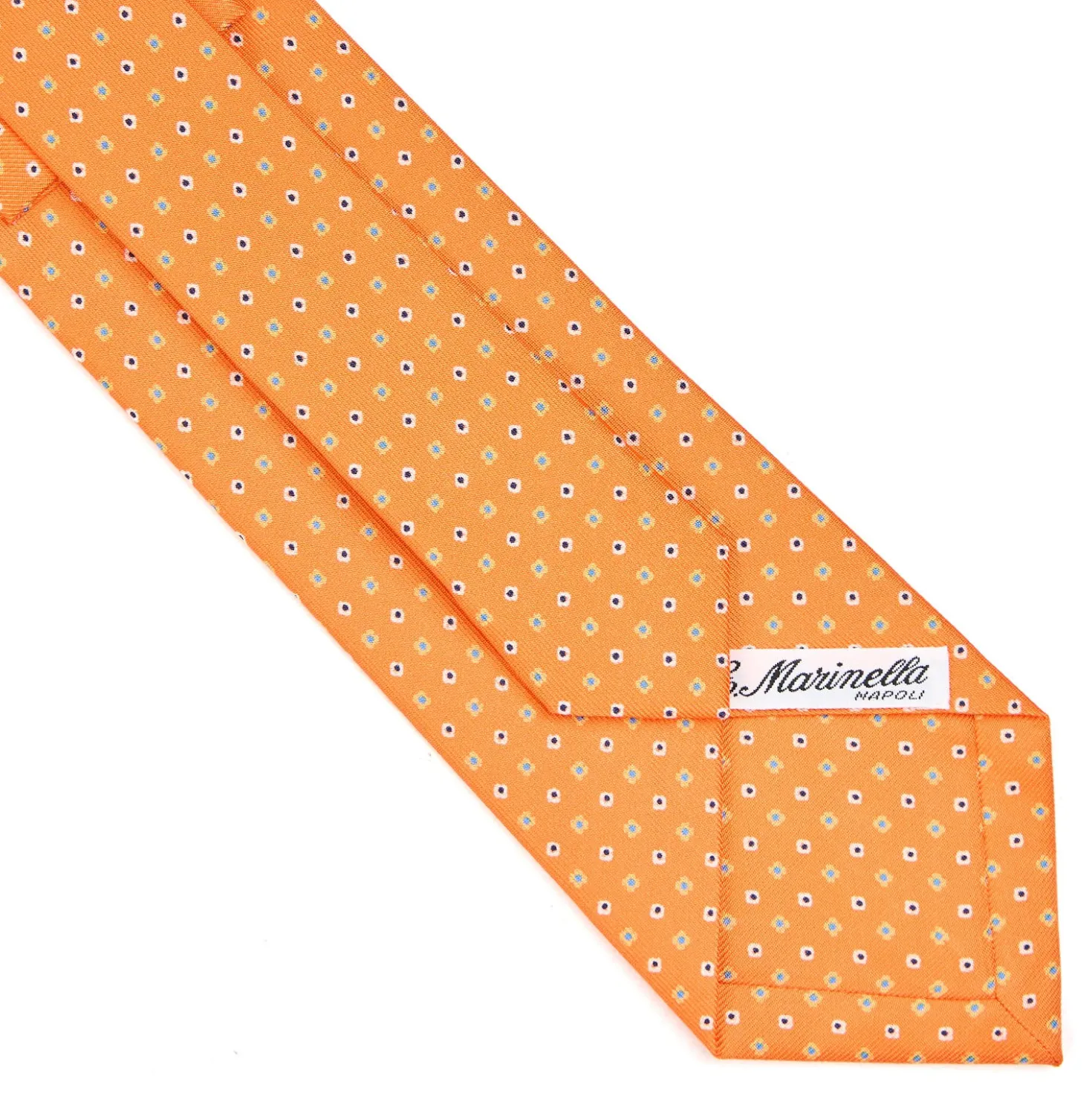 CRAVATTA SARTORIALE CLASSICA IN SETA ARANCIONE Microfantasia fiore