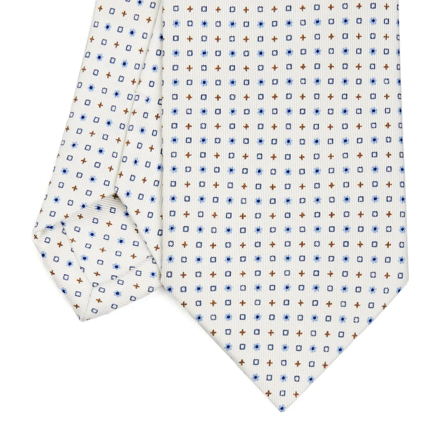 CRAVATTA SARTORIALE CLASSICA IN SETA BIANCA Microfantasia fiore