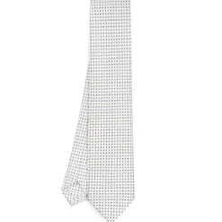 CRAVATTA SARTORIALE CLASSICA IN SETA BIANCA Microfantasia fiore