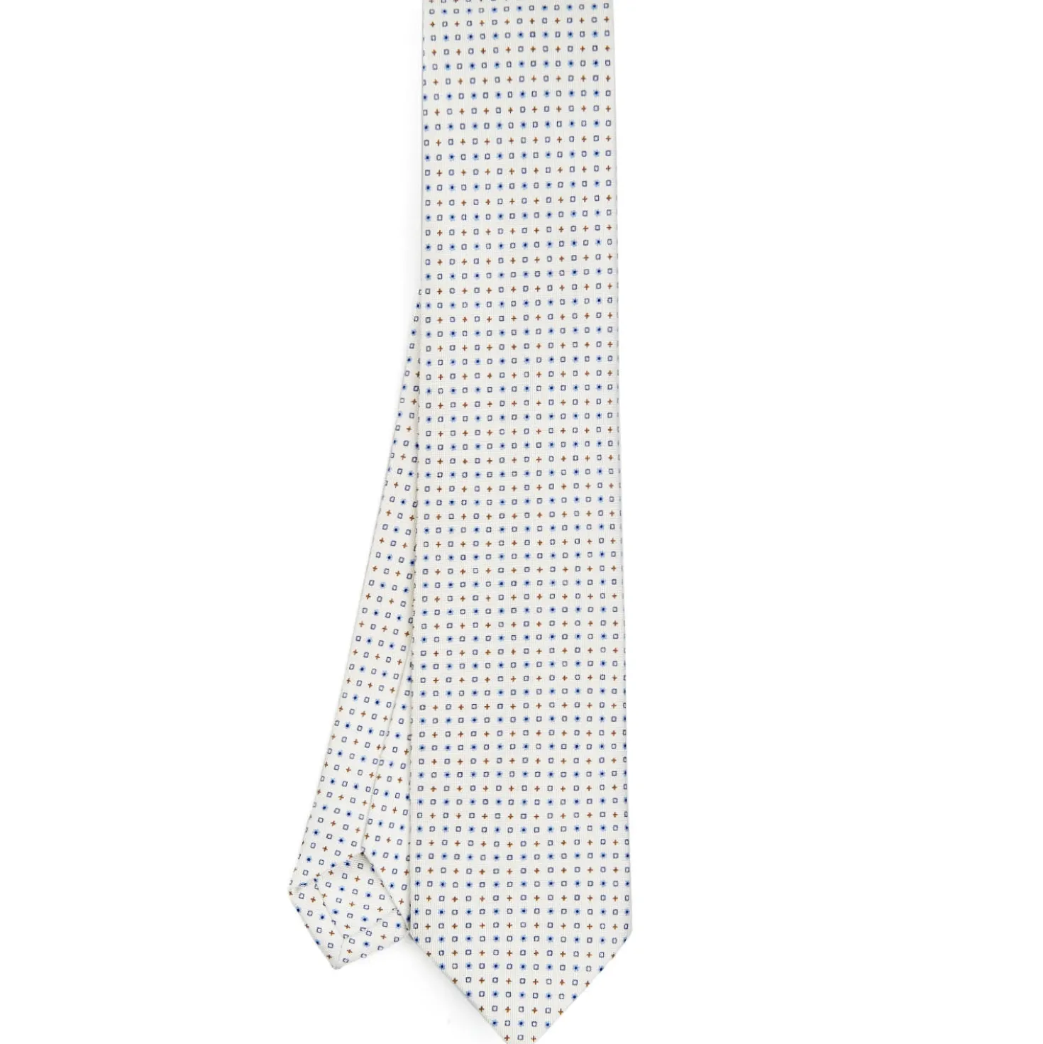 CRAVATTA SARTORIALE CLASSICA IN SETA BIANCA Microfantasia fiore