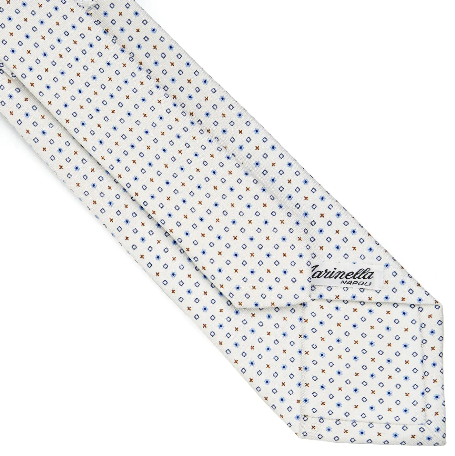 CRAVATTA SARTORIALE CLASSICA IN SETA BIANCA Microfantasia fiore