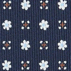 CRAVATTA SARTORIALE CLASSICA IN SETA BLU SCURO Microfantasia fiore