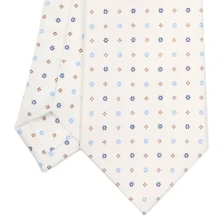 CRAVATTA SARTORIALE CLASSICA IN SETA BIANCA Microfantasia fiore