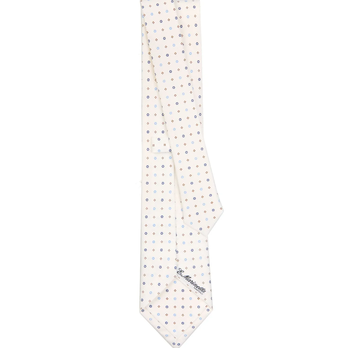 CRAVATTA SARTORIALE CLASSICA IN SETA BIANCA Microfantasia fiore