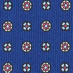 CRAVATTA SARTORIALE CLASSICA IN SETA BLU Microfantasia fiore