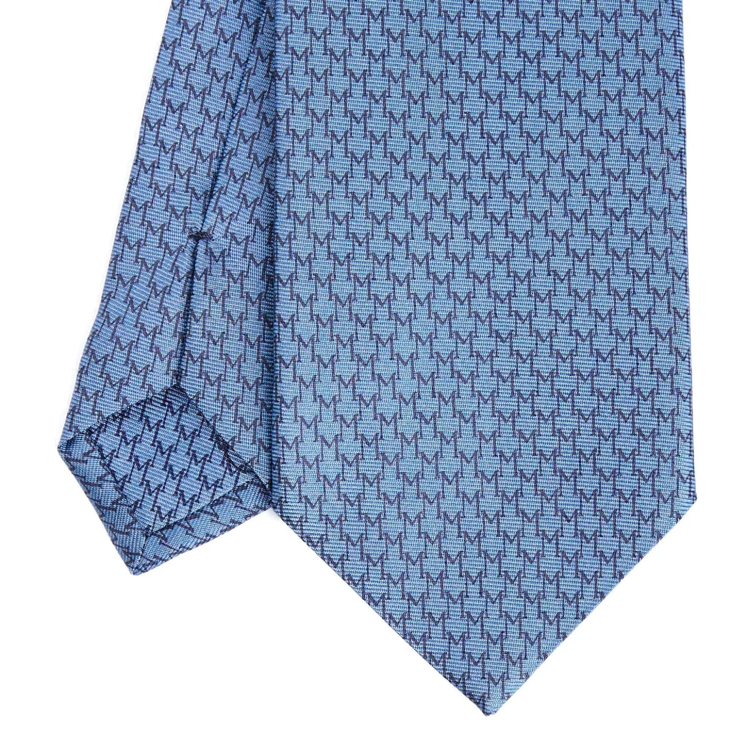CRAVATTA SARTORIALE CLASSICA IN SETA AZZURRO POLVERE Microfantasia m geometrica