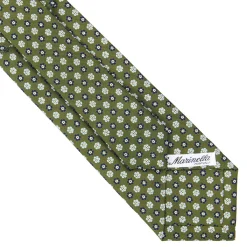CRAVATTA SARTORIALE CLASSICA IN SETA VERDE OLIVA Microfantasia fiore