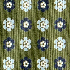 CRAVATTA SARTORIALE CLASSICA IN SETA VERDE OLIVA Microfantasia fiore