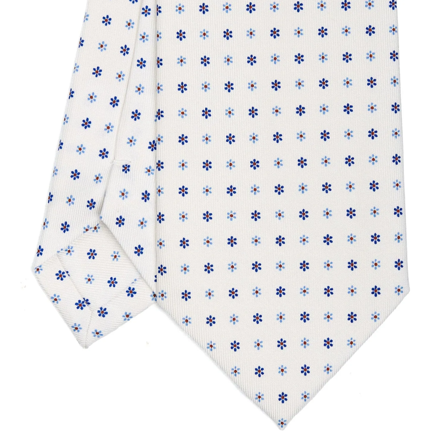 CRAVATTA SARTORIALE CLASSICA IN SETA BIANCA Microfantasia fiore