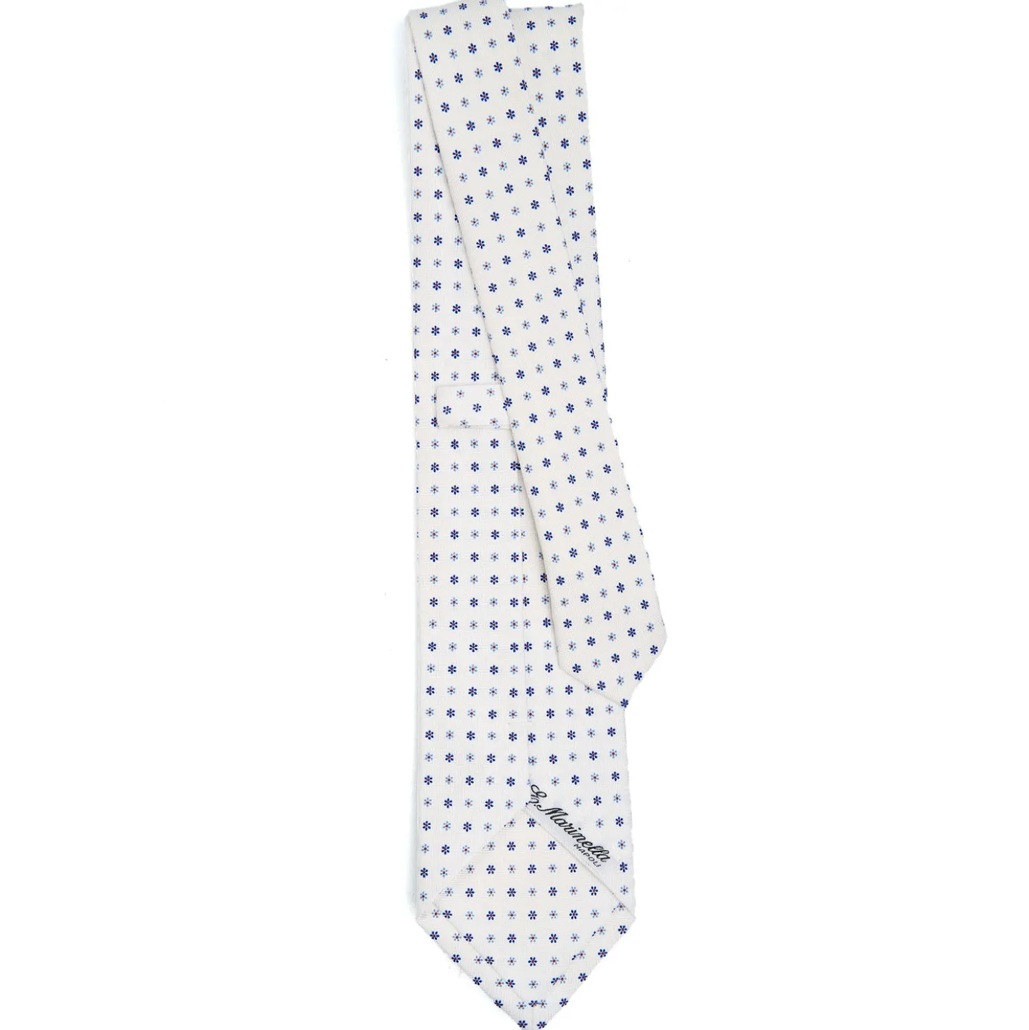 CRAVATTA SARTORIALE CLASSICA IN SETA BIANCA Microfantasia fiore