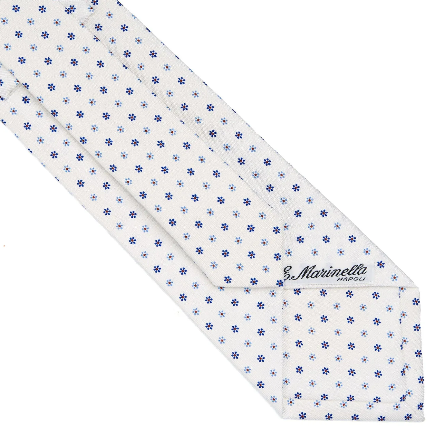 CRAVATTA SARTORIALE CLASSICA IN SETA BIANCA Microfantasia fiore