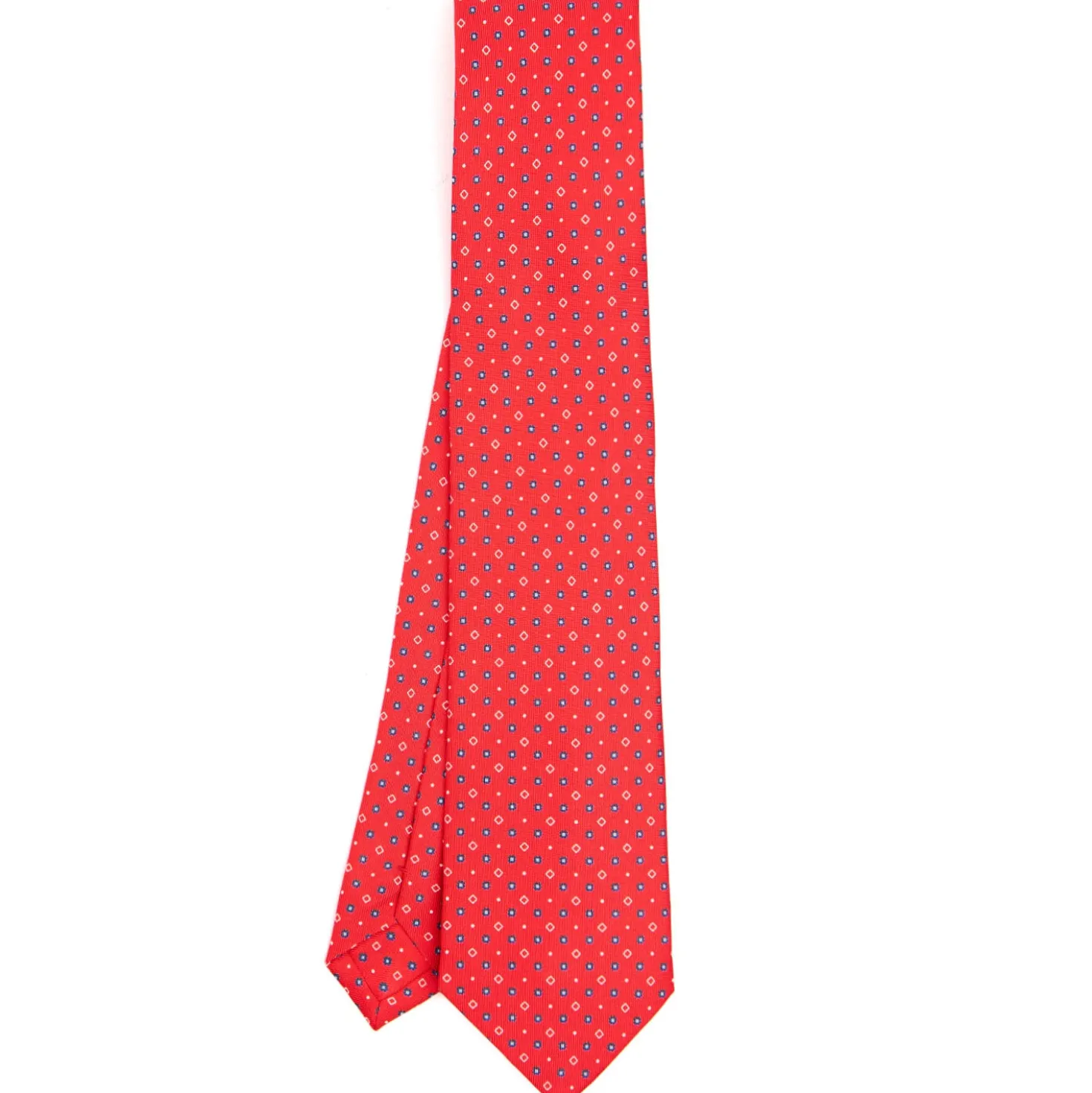 CRAVATTA SARTORIALE CLASSICA IN SETA ROSSA Microfantasia fiore