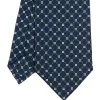 CRAVATTA SARTORIALE CLASSICA IN SETA BLU SCURO Microfantasia fiore