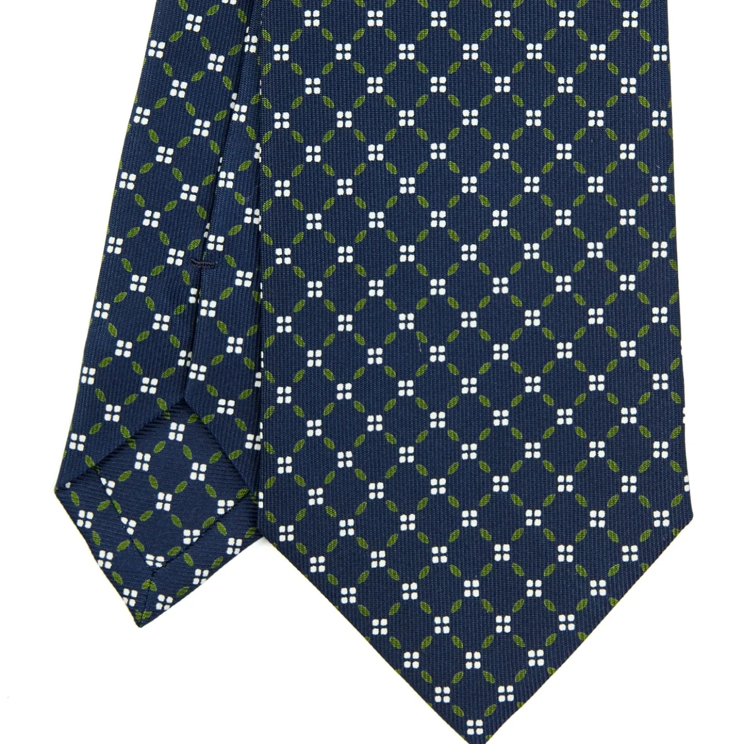 CRAVATTA SARTORIALE CLASSICA IN SETA BLU SCURO Microfantasia fiore