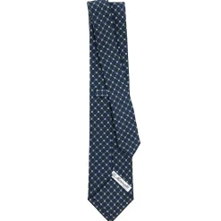 CRAVATTA SARTORIALE CLASSICA IN SETA BLU SCURO Microfantasia fiore